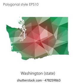 Washington state map in geometric polygonal style.Abstract gems triangle,modern design background. Vector illustration EPS10