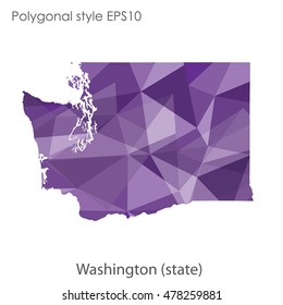 Washington state map in geometric polygonal style.Abstract gems triangle,modern design background. Vector illustration EPS10