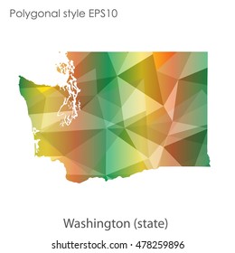 Washington state map in geometric polygonal style.Abstract gems triangle,modern design background. Vector illustration EPS10