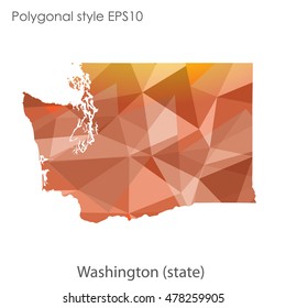 Washington state map in geometric polygonal style.Abstract gems triangle,modern design background. Vector illustration EPS10