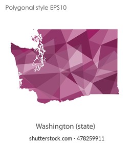 Washington state map in geometric polygonal style.Abstract gems triangle,modern design background. Vector illustration EPS10