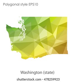 Washington state map in geometric polygonal style.Abstract gems triangle,modern design background. Vector illustration EPS10