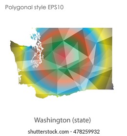 Washington state map in geometric polygonal style.Abstract gems triangle,modern design background. Vector illustration EPS10