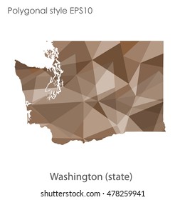 Washington state map in geometric polygonal style.Abstract gems triangle,modern design background. Vector illustration EPS10