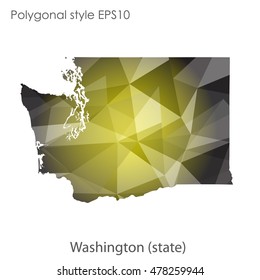 Washington state map in geometric polygonal style.Abstract gems triangle,modern design background. Vector illustration EPS10