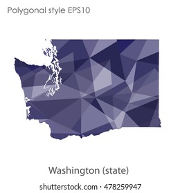 Washington state map in geometric polygonal style.Abstract gems triangle,modern design background. Vector illustration EPS10