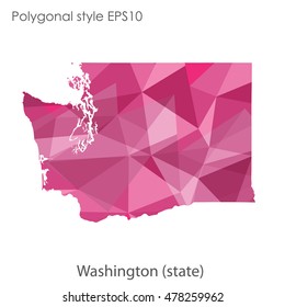 Washington state map in geometric polygonal style.Abstract gems triangle,modern design background. Vector illustration EPS10