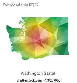 Washington state map in geometric polygonal style.Abstract gems triangle,modern design background. Vector illustration EPS10