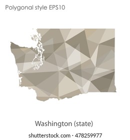 Washington state map in geometric polygonal style.Abstract gems triangle,modern design background. Vector illustration EPS10