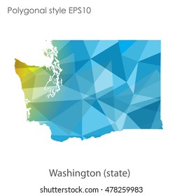 Washington state map in geometric polygonal style.Abstract gems triangle,modern design background. Vector illustration EPS10