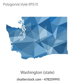 Washington state map in geometric polygonal style.Abstract gems triangle,modern design background. Vector illustration EPS10