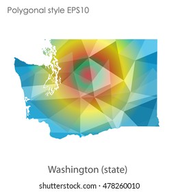 Washington state map in geometric polygonal style.Abstract gems triangle,modern design background. Vector illustration EPS10