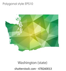 Washington state map in geometric polygonal style.Abstract gems triangle,modern design background. Vector illustration EPS10