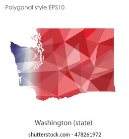Washington state map in geometric polygonal style.Abstract gems triangle,modern design background. Vector illustration EPS10