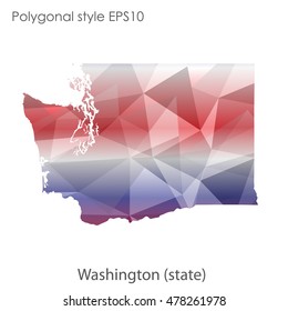 Washington state map in geometric polygonal style.Abstract gems triangle,modern design background. Vector illustration EPS10