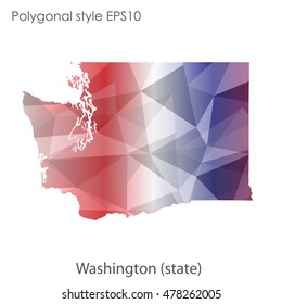 Washington state map in geometric polygonal style.Abstract gems triangle,modern design background. Vector illustration EPS10