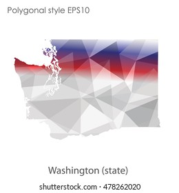 Washington state map in geometric polygonal style.Abstract gems triangle,modern design background. Vector illustration EPS10