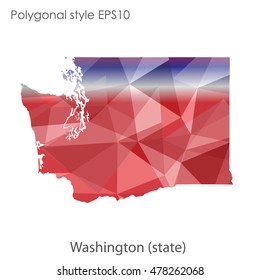 Washington state map in geometric polygonal style.Abstract gems triangle,modern design background. Vector illustration EPS10