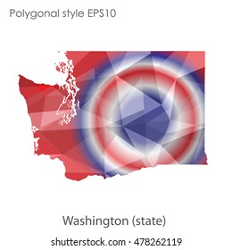Washington state map in geometric polygonal style.Abstract gems triangle,modern design background. Vector illustration EPS10