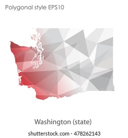 Washington state map in geometric polygonal style.Abstract gems triangle,modern design background. Vector illustration EPS10