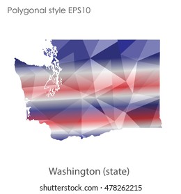 Washington state map in geometric polygonal style.Abstract gems triangle,modern design background. Vector illustration EPS10