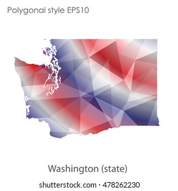 Washington state map in geometric polygonal style.Abstract gems triangle,modern design background. Vector illustration EPS10