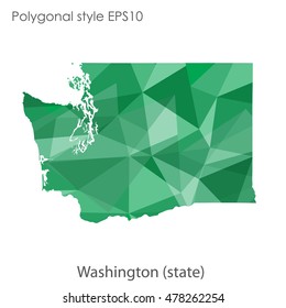 Washington state map in geometric polygonal style.Abstract gems triangle,modern design background. Vector illustration EPS10