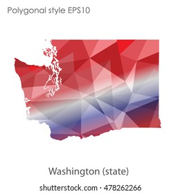 Washington state map in geometric polygonal style.Abstract gems triangle,modern design background. Vector illustration EPS10