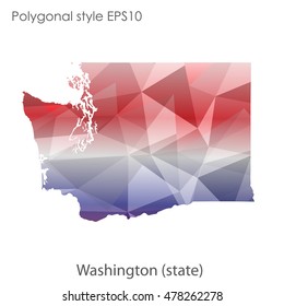 Washington state map in geometric polygonal style.Abstract gems triangle,modern design background. Vector illustration EPS10