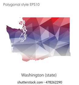 Washington state map in geometric polygonal style.Abstract gems triangle,modern design background. Vector illustration EPS10