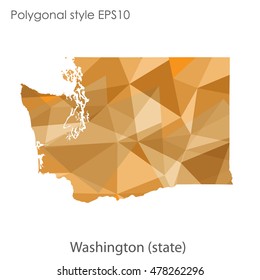 Washington state map in geometric polygonal style.Abstract gems triangle,modern design background. Vector illustration EPS10