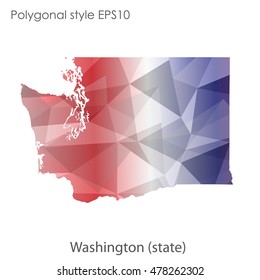 Washington state map in geometric polygonal style.Abstract gems triangle,modern design background. Vector illustration EPS10