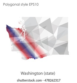 Washington state map in geometric polygonal style.Abstract gems triangle,modern design background. Vector illustration EPS10