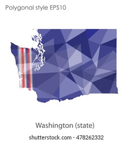 Washington state map in geometric polygonal style.Abstract gems triangle,modern design background. Vector illustration EPS10