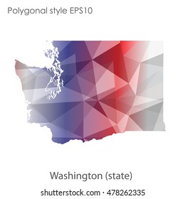 Washington state map in geometric polygonal style.Abstract gems triangle,modern design background. Vector illustration EPS10