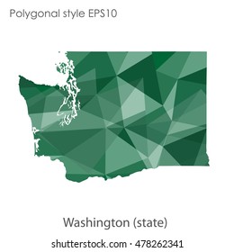 Washington state map in geometric polygonal style.Abstract gems triangle,modern design background. Vector illustration EPS10
