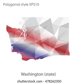 Washington state map in geometric polygonal style.Abstract gems triangle,modern design background. Vector illustration EPS10