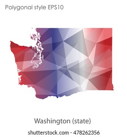 Washington state map in geometric polygonal style.Abstract gems triangle,modern design background. Vector illustration EPS10