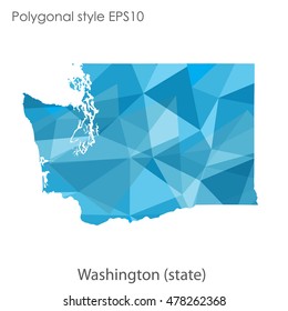 Washington state map in geometric polygonal style.Abstract gems triangle,modern design background. Vector illustration EPS10