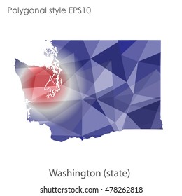 Washington state map in geometric polygonal style.Abstract gems triangle,modern design background. Vector illustration EPS10