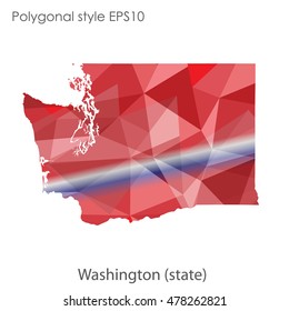 Washington state map in geometric polygonal style.Abstract gems triangle,modern design background. Vector illustration EPS10
