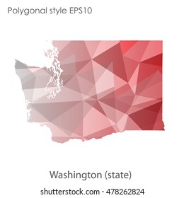 Washington state map in geometric polygonal style.Abstract gems triangle,modern design background. Vector illustration EPS10