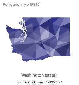 Washington state map in geometric polygonal style.Abstract gems triangle,modern design background. Vector illustration EPS10