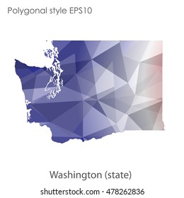 Washington state map in geometric polygonal style.Abstract gems triangle,modern design background. Vector illustration EPS10