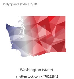 Washington state map in geometric polygonal style.Abstract gems triangle,modern design background. Vector illustration EPS10