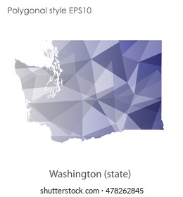Washington state map in geometric polygonal style.Abstract gems triangle,modern design background. Vector illustration EPS10