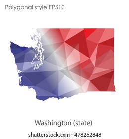 Washington state map in geometric polygonal style.Abstract gems triangle,modern design background. Vector illustration EPS10