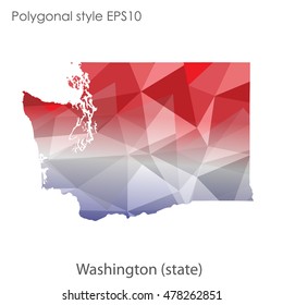 Washington state map in geometric polygonal style.Abstract gems triangle,modern design background. Vector illustration EPS10