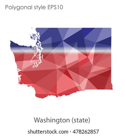 Washington state map in geometric polygonal style.Abstract gems triangle,modern design background. Vector illustration EPS10