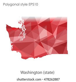 Washington state map in geometric polygonal style.Abstract gems triangle,modern design background. Vector illustration EPS10